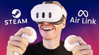 How To Play Oculus amp Steam PCVR Games On Meta Quest 3 Using Air Link [upl. by Diahann]