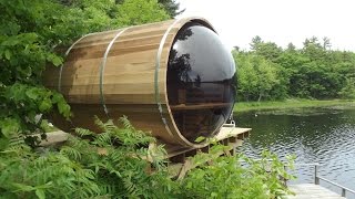 Panoramic View Cedar Barrel Sauna Assembly Video [upl. by Herbie]