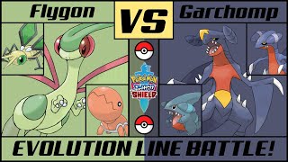 FLYGON vs GARCHOMP  Evolution Line Battle  Pokémon SwordShield [upl. by Farl]