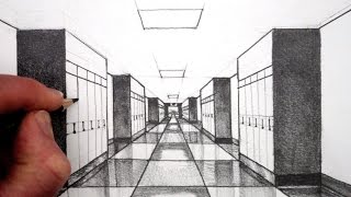 How to Draw 1Point Perspective for Beginners A Hallway [upl. by Gaspar]