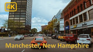 Driving in Downtown Manchester New Hampshire  4K60fps [upl. by Lemuel554]