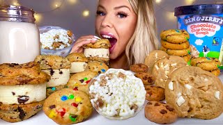 ASMR BEN amp JERRYS COOKIE DOUGH MACADAMIA NUT COOKIE ICE CREAM SANDWICH SHORTBREAD MUKBANG 먹방 [upl. by Aicened]