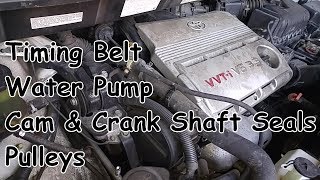 Toyota Sienna V6 3MZFE Timing Belt Water Pump Seals amp Pulleys Replacement [upl. by Alekram21]