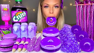 ASMR PURPLE FOOD JELLY DONUT PEEPS CANDY CORN POPPING BOBA ROCK CANDY GRAPE CRUSH MUKBANG 먹방 [upl. by Fates]