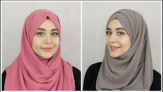 2 New Chiffon Hijab Tutorials  Muslim Queens by Mona [upl. by Opportuna473]