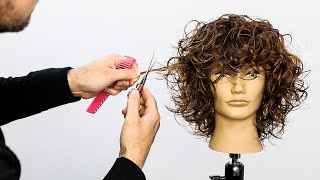 Curly Layered Haircut Tutorial  Full Step By Step [upl. by Anauqed796]