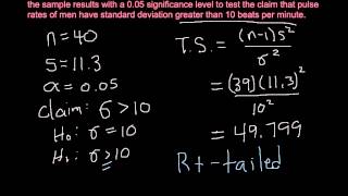 Hypothesis Testing standard deviation [upl. by Radburn]