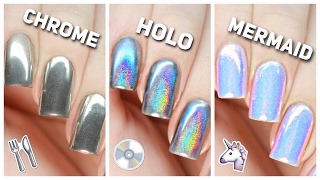 Apply Chrome Holo amp Mermaid Nail Powders PERFECTLY [upl. by Ettelra116]