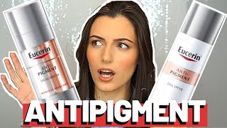 SPECIALIST testing EUCERIN ANTIPIGMENT SERUM amp DAY CREAM SPF 30 review and ingredients analysis [upl. by Hankins]