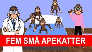 Fem små apekatter  Barnesanger på norsk [upl. by Iramaj]