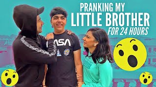 PRANKING MY LITTLE BROTHER FOR 24 HOURS  Rimorav Vlogs [upl. by Laekcim]