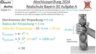 Abschlussprüfung Mathe 2024 Realschule Bayern Gruppe 23  Aufgabe A vorgerechnet  obachtmathe [upl. by Yantruoc]