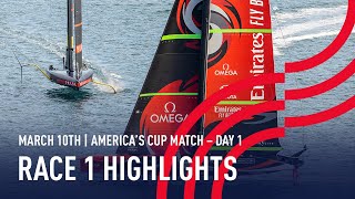 36th Americas Cup Race 1 Highlights [upl. by Temme]