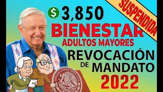 PENSIÓN DEL BIENESTAR 2022 se suspenderá por REVOCACIÓN DE MANDATO para AMLO [upl. by Hanley]