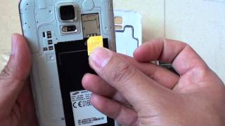 Samsung Galaxy S5 How to Insert SIM Card [upl. by Atsira]