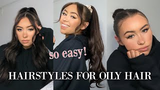 3 EASY HAIRSTYLES FÜR FETTIGE HAARE  Tutorial l PaulinaMary [upl. by Tsuda454]