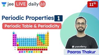 JEE Periodic Properties L1  Periodic Table  Periodictiy  Unacademy JEE  Chemistry  Paaras Sir [upl. by Uohk]