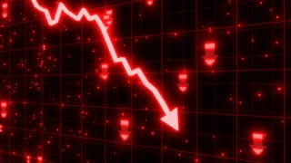 Stock Market Crash of Red Arrow Graph Going Down Into Recession 4K 60fps Wallpaper Background [upl. by Einama]