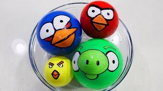 Making Slime with Funny Angry Birds Themed Balloons [upl. by Cirle]