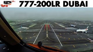 Pilotsview 777 into Dubai Airport Runway 12L [upl. by Papotto537]