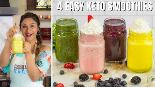 4 EASY KETO LOW CARB SMOOTHIES Strawberry Banana Berry Pina Colada amp Green Smoothie [upl. by Rocca]