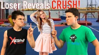 CRUSH REVEAL Back flip battle Loser Reveals Crush [upl. by Kobi]