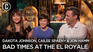 Dakota Johnson Jon Hamm amp Cailee Spaeny Talk Bad Times at the El Royale [upl. by Pfosi246]