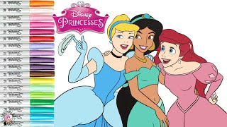 Disney Princess Coloring Book Pages Cinderella Jasmine and Ariel [upl. by Barrie28]