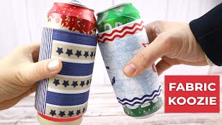 DIY Fabric Can Koozie  Free Koozie Pattern [upl. by Hahn]