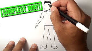 How to draw a person for beginners  Easy People Drawing  cómo dibujar una persona [upl. by Dorrej]