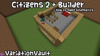 Minecraft Bukkit Plugin  Citizens 2  Builder  NPC Auto build Schematics [upl. by Truscott57]