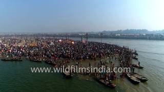 Triveni Sangam  the confluence of Ganga Yamuna and Saraswati Aerial view [upl. by Fradin]