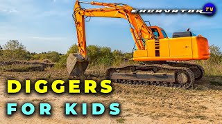 🦺 Diggers For Kids Diggers at Work  Mini Excavator Dump Trucks Cranes Flatbed  Diggers TV [upl. by Xenophon]