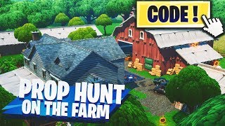 PROP HUNT ON A FARM IN FORTNITE CREATIVE CODE IN DESCRIPTION STRAY KITE FARMS [upl. by Macnair]