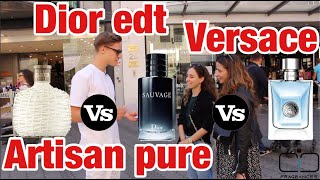 Dior Sauvage edt vs Versace pour homme vs John Vervatos Artisan pure  fragrance test [upl. by Nyleda]