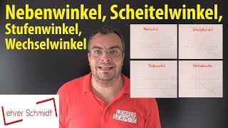 Winkelpaare Nebenwinkel Scheitelwinkel Stufenwinkel Wechselwinkel  Lehrerschmidt [upl. by Towrey]