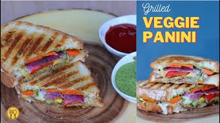 How to Make Grilled Veggie Panini Recipe  Mix Veg Grill Panini Sandwich Cafe Style Recipe [upl. by Solracesoj]