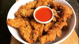 THE BEST HOMEMADE CRISPY CHICKEN STRIPS  EASY CHICKEN TENDERS [upl. by Medora]