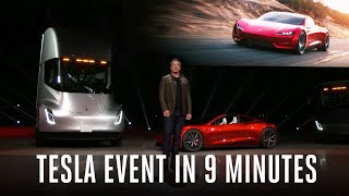 Tesla Semi truck and Roadster event in 9 minutes [upl. by Pacifa247]