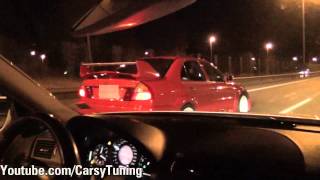 Mercedes Benz E63 AMG vs Mitsubishi Lancer Evo 6 TME [upl. by Conn]