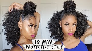 EASY 10MIN BUN  HALF DOWN CURLY STYLE  hair howto [upl. by Adnamma]