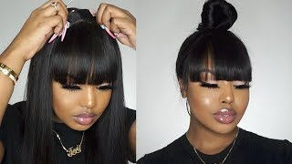 MUST HAVE Lace Front Wig With Bangs Protective Styles for beginners  MyFirstWig [upl. by Maharba]