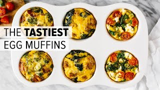 EGG MUFFINS 3 WAYS  healthy breakfast meal prep recipe [upl. by Ynez]