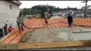 Funny construction fail concrete roof falls [upl. by Nnaarual]