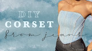 DIY Sewing Tutorial Jeans To Corset Upcycle 2  Inspired By Myah [upl. by Rachel71]