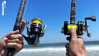 Surf Fishing Why Use a Conventional Fishing Reel Vs Spinning Reel [upl. by Bywaters]