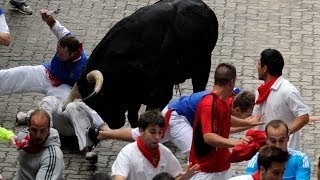 Two Gored in Spains Pamplona Bull Run [upl. by White]