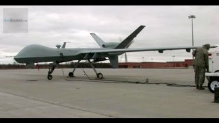 MQ9 Reaper UAV Drone  Missile Unload Taxi Launch and Recovery [upl. by Castora34]