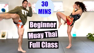 BEGINNER MUAY THAI  Full Class 30 Minutes  No Equipment [upl. by Delmore]