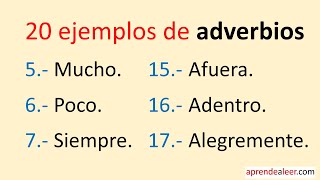 20 ejemplos de adverbios [upl. by Ecnaiva169]